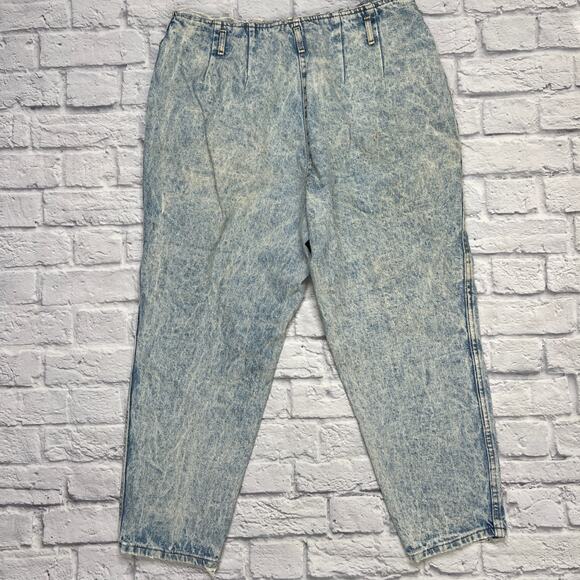 Vintage 80s 90s Chic High Waist Mom Jeans Acid Wash Petite Size 22 WP Pleated - Picture 9 of 10
